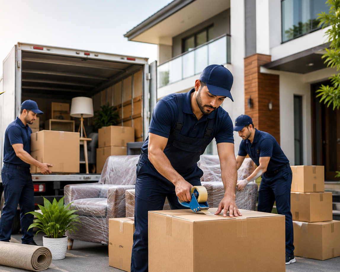 Nexaro movers loading boxes into a moving truck